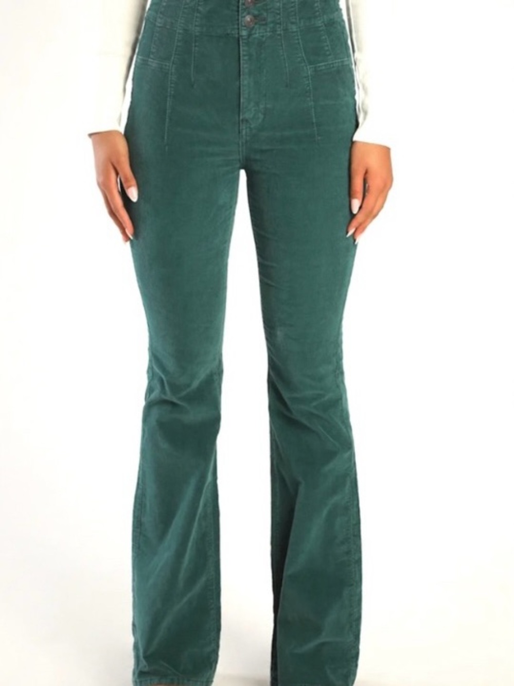 We the free Jayde high rise flared High-Waist Corduroy Pants in teal green 29